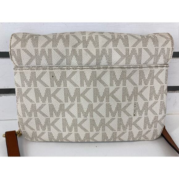 MICHAEL KORS, SMALL IVORY SIGNAURE LEATHER CROSSBODY BAG - Picture 5 of 14